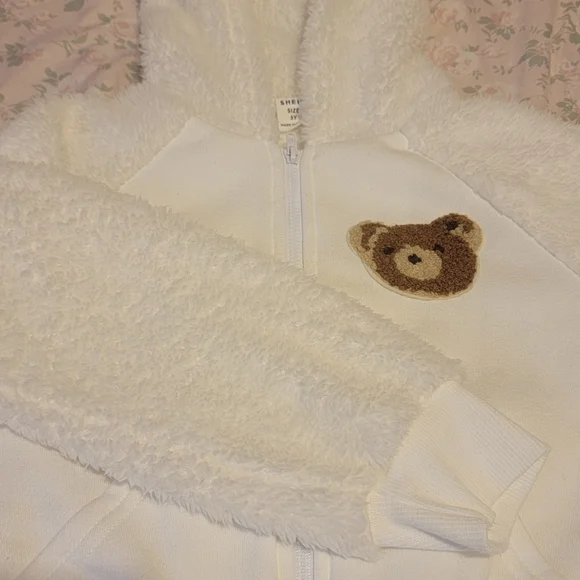 Shien Kids Zip Hoodie,size 5,white - Picture 2 of 3